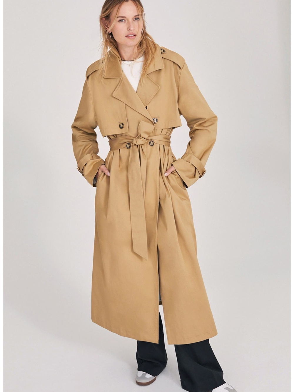 Favorite Daughter Tan Trench Coat with Tie Waist Size Large